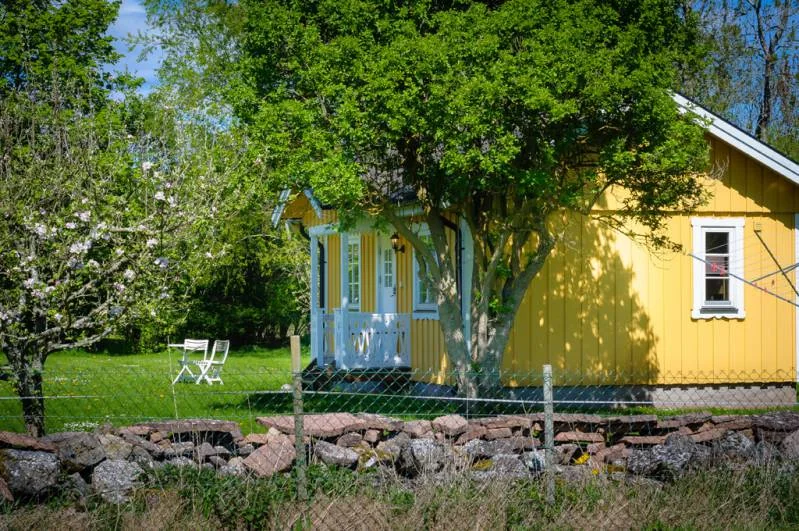 Stugan sedd från hagen